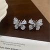 French Black Crystal Zircon Butterfly Earrings - Sweet and Stylish Versatile Studs