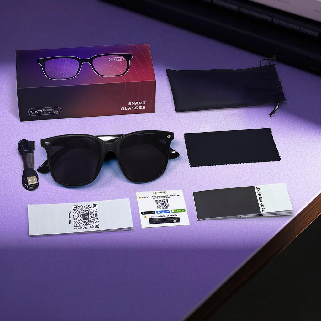 LIGE BWGY500 Translator Smart Sunglasses Answer Calls Wireless Music Player Eyewear AI Voice Assistant UV Protection Anti-Glare