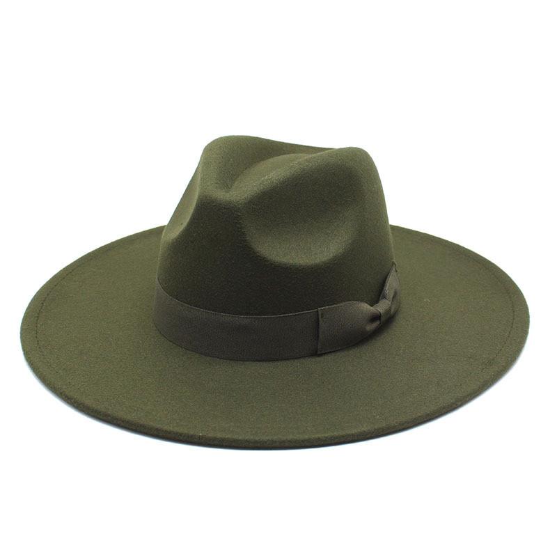 Wool Felt Hat With Large Brim And Bow For Retro Festival Wear