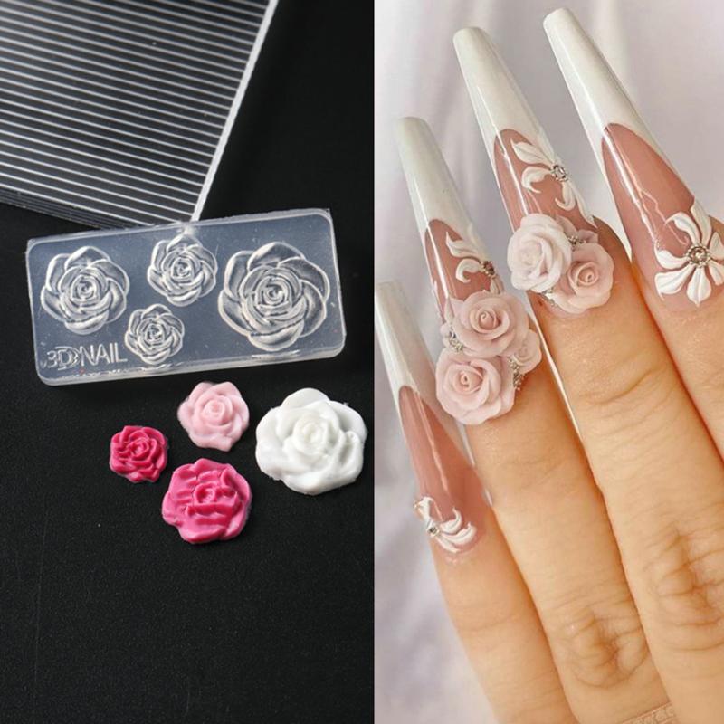 Cartoon Silicone Nail Mold Bow Flower Nail Decorations Nails Diy Design Stereoscopic Stamping Plate Manicure Tools Art Supplies