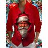 Surprising Santa Claus Funny Print Christmas Button Shirt For Men Christmas New Year Party Holiday Long Sleeve Shirt New Trend