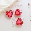2 PCs Red Dot Lampwork Glass Heart Beads For DIY Charm Jewelry Making Handmade About 20mm x 19mm, Hole: Approx 1.8mm,