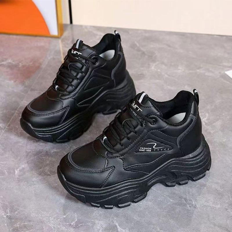 

Versatile thick-soled muffin shoes mesh breathable dad shoes women s 2025 new spring small inner height increase white shoes 35 чёрный