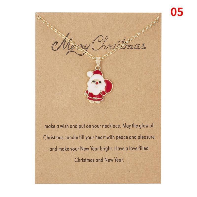 Charm Christmas Necklace for Women Men Merry Christmas Snowman Santa Claus Pendant Link Chain Necklace Xmas Jewelry Gifts