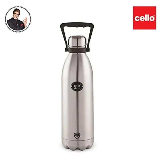 Thermosteel Water Bottle 1500ml For Travel Office Use | Double Wall Vacuum Flask Keeps Drinks Hot Cold 24H | Sleek Silver Leakproof Design