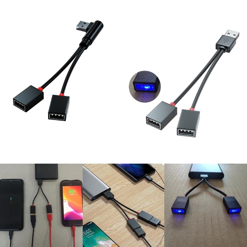 USB Splitter Cable 1 Male Plug To 2 Female Socket USB Extension Line Charging Cord Power Adapter Converter Splitter