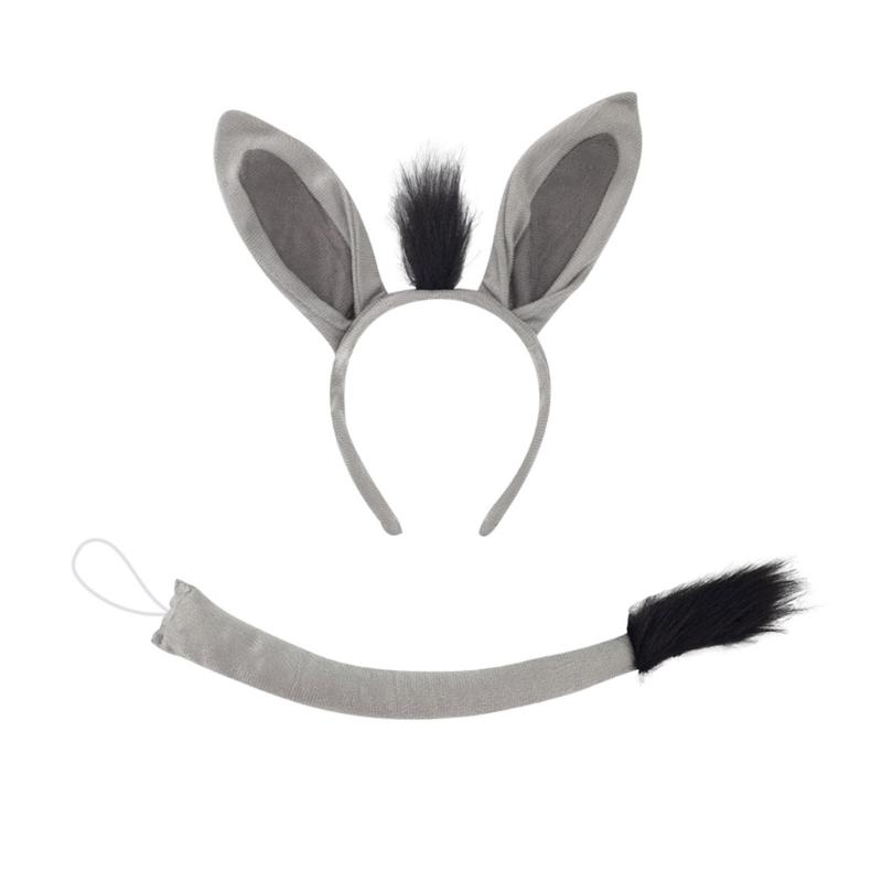 Donkey Tail Costume with Donkey Tail Headband Nose Glove Skirt Bowtie Halloween Donkey Costume for Kid Halloween Cosplay