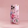 Schmetterlingsblumenmuster Rosa Metallic-Lack Glas Harte Handyhülle Für iPhone 17 Pro Max 16 15 14 13 12 11 17 Air Plus 16E Hülle