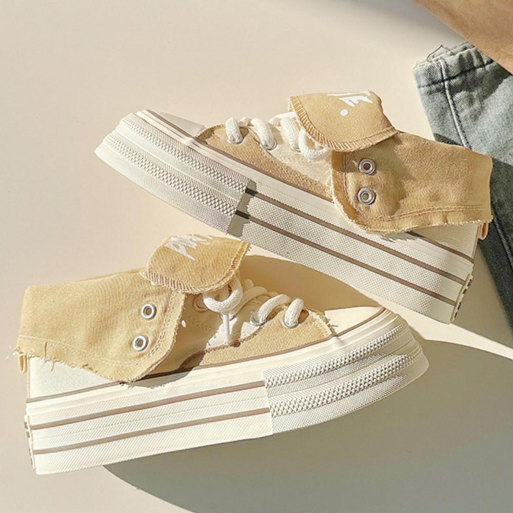 Fashion Womens Flat-bottom Breathable Casual Ladies Thick Bottom Shoes 2024 Soft Flat High Top Shoes Vulcanized White Non-slip Shoes