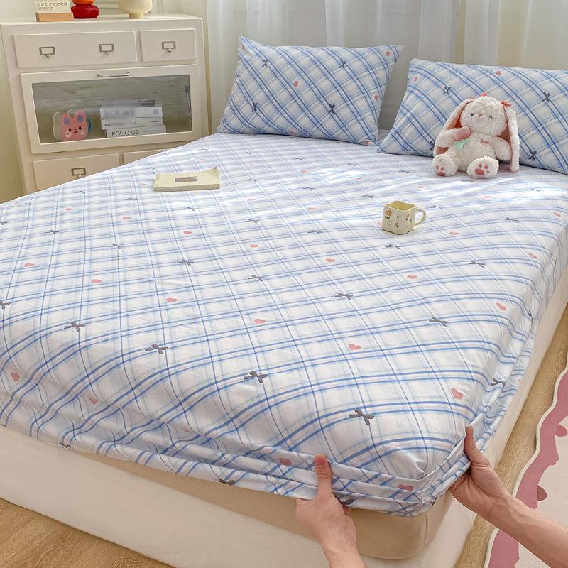 Baby Grade Pure Cotton Fitted Mattress Protector Fresh Washable Cotton Bed Sheet Full Set 3 Pieces Soft Breathable Durable Bed Cover