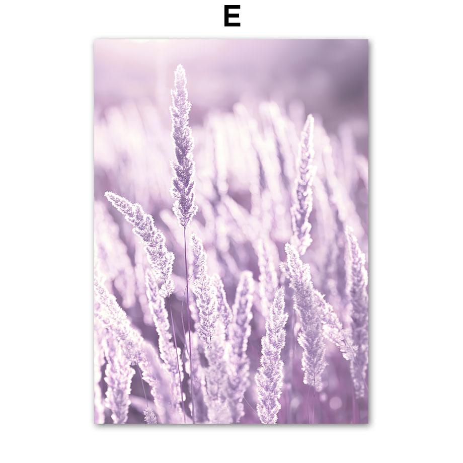 Purple Sea Beach Birds Reed Flower Landscape Wall Art Canvas Painting Posters And Prints Hotel Bar Picture for Living Room Decor