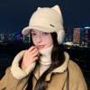 Internet celebrity cat ear knitted hat women's autumn and winter versatile velvet ear protection baseball cap cute thickened warm wool hat