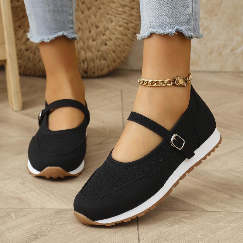 Women's Openwork Sneakers 2025 Summer Oversized Casual Flats Round-Toe Perforated Shoes