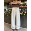 Men Linen Like Loose Straight Wide Leg Casual Long Pants