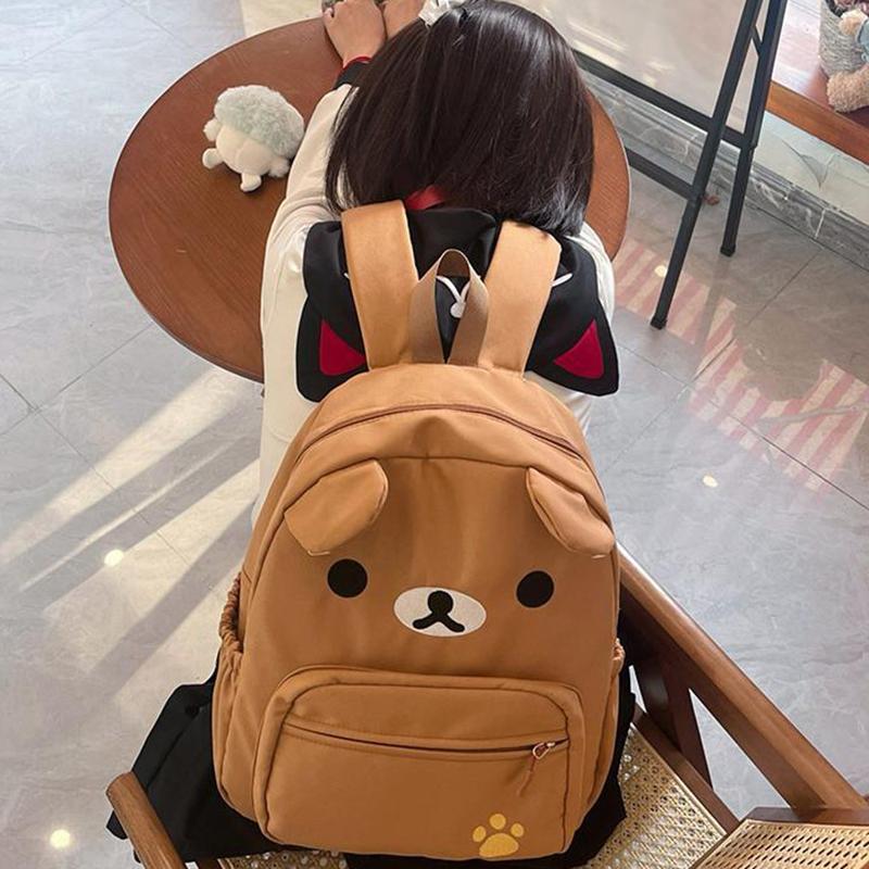 Cartoon Rilakkumas Rucksack für Kinder Kawaii Korilakkuma Stickerei Schultasche Große Kapazität Mädchen Jungen Schüler Schultasche
