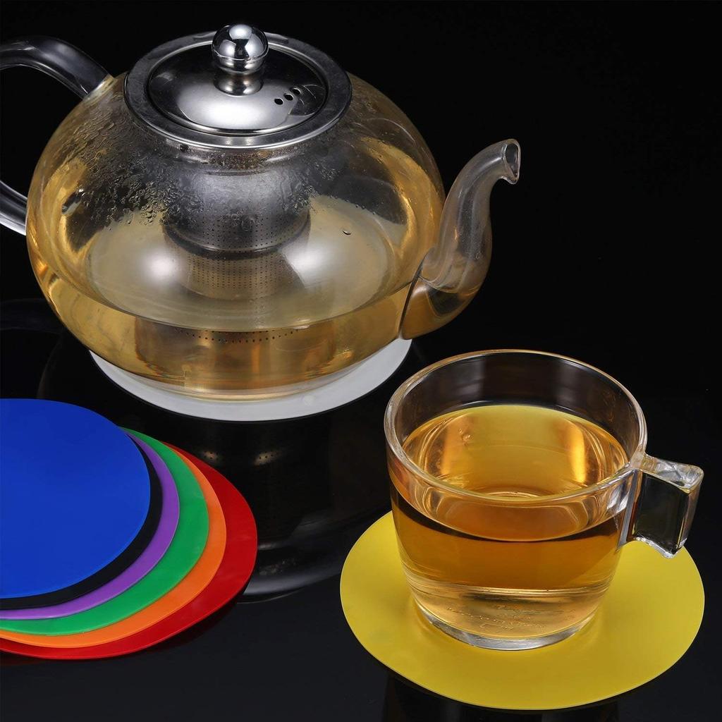 Chuangdi 8 Pcs Jar Opener Rubber Jar Gripper Pads 5'' Round Coasters Heat ulation Pad Trivet Non Tear Multi-Purpose Bottle Lid Openers for Arthritic