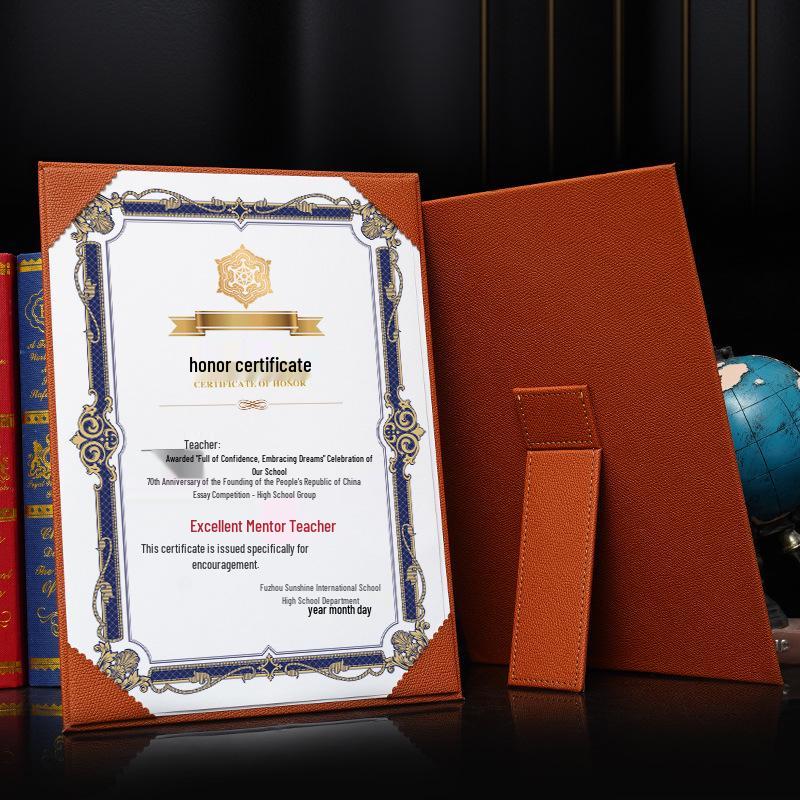 A4 Leather Self-Standing Award Certificate Case