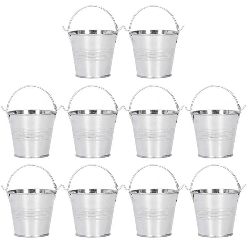 

10Pcs Iron Flower Pot Mini Succulent Plant Pot Small Metal Bucket For Indoor Outdoor Decoration