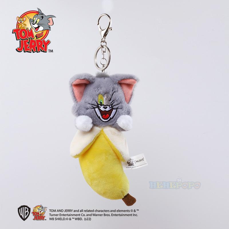 New Cute Tom and Jerry Cartoon Plush Keychain Soft Stuffed Toy Backpack Pendant Car Keys Funny Cute Squeak Keychain Accessories