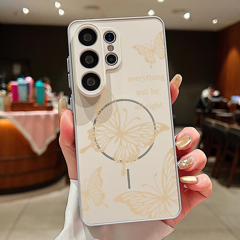 

Butterfly Bowknots Pattern Case For Samsung Galaxy S26 Ultra S25 Edge S24 Plus S23 FE S22 A17 A54 A55 A56 A57 5G Magnetic For Magsafe Matte Cover Samsung S24 FE серый