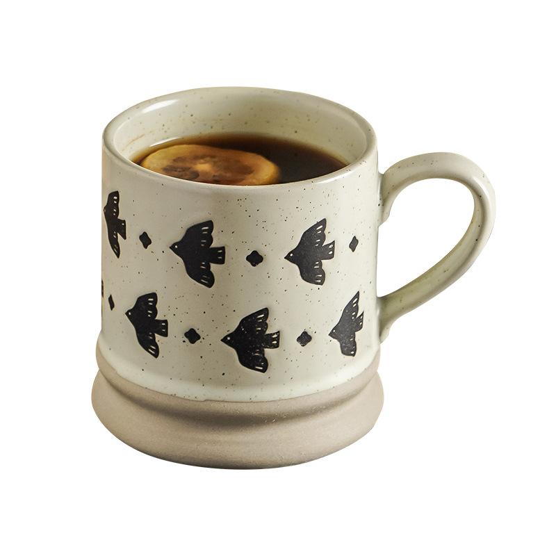 Creative Handcrafted Japanese Retro Coarse Earthenware Coffee Cups Afternoon Tea Household Drinking Cups  High Appeartion Level Ceramic Cups