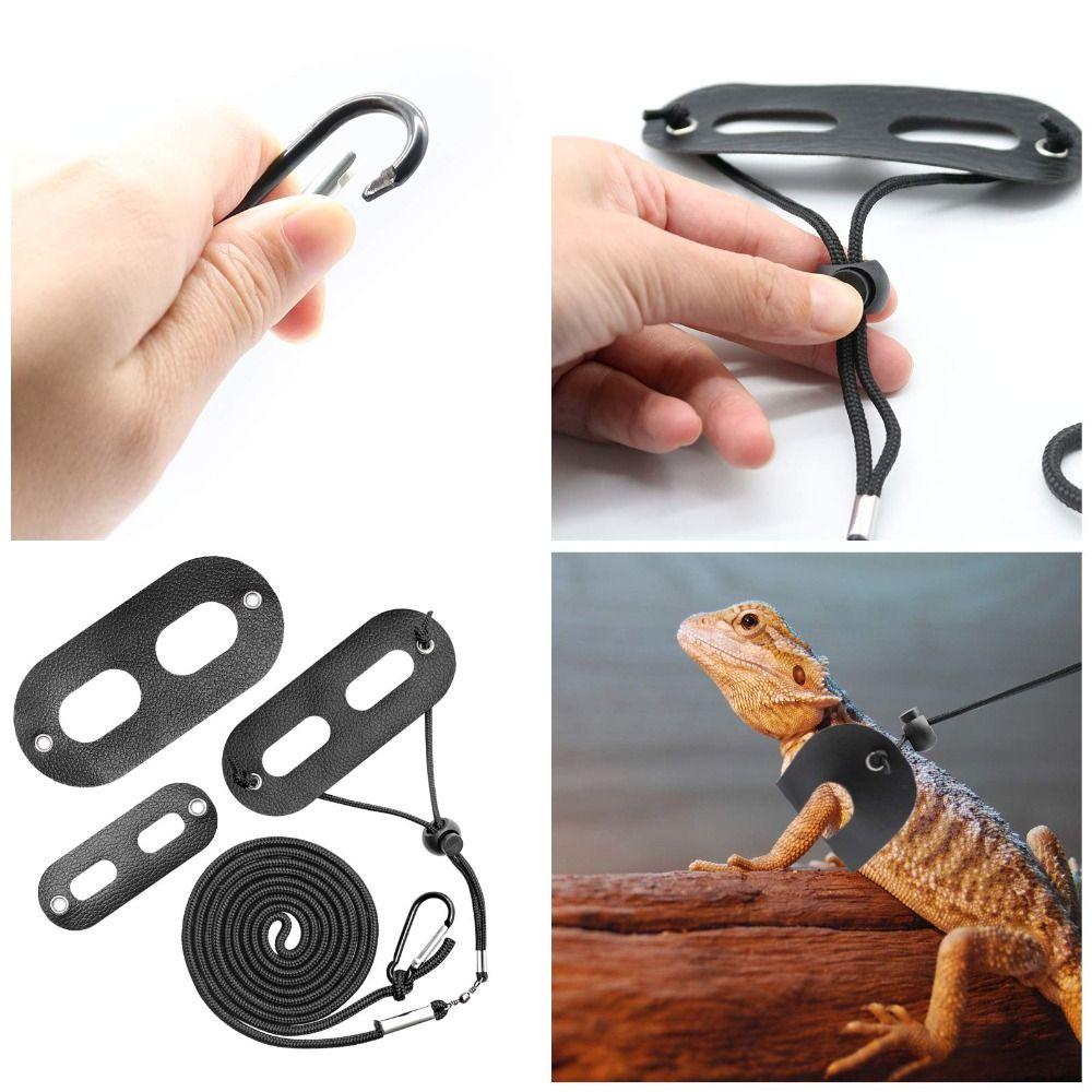 3 Pack Adjustable Bearded Dragon Leash Harness Set Escape-Proof Lizard Leash  Small Animal Pets