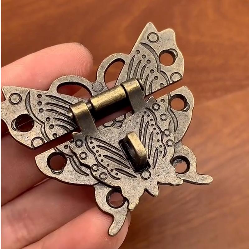 5Pcs Wooden Jewelry Box Case Lock Pad Chest Lock For Box Accessories Retro Vintage Butterfly Latch Hasp