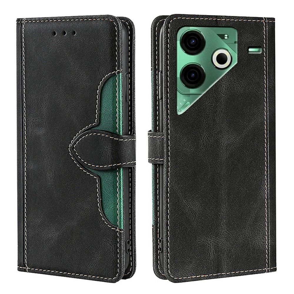 For TECNO Pova 6 Neo Case Leather Wallet Phone Cover with Straw Hat Magnetic Clasp