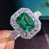 Green Cubic Zirconia Women's Ring Luxury Wedding Engagement Party Lady Ring Anniversary Gift 2022 New Jewelry