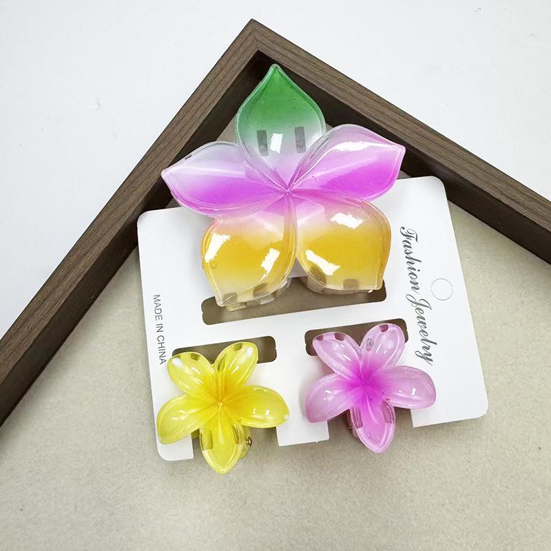 Sada skřipců do vlasů s frangipani: Květinové vlasové doplňky s imitací mramoru pro módní svátky