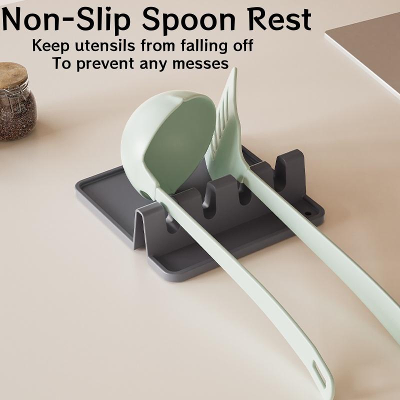 1/2Pcs Silicone Utensil Rack Kitchen Tableware Drying Rest Holders Fork Spatula Spoon Shelf Organizer Non-Slip Pad Storage Tool