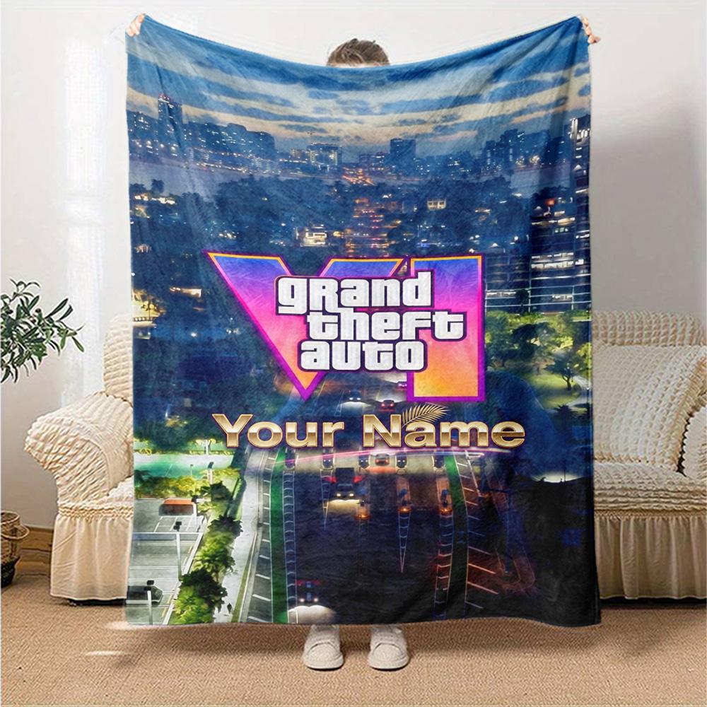 Gta Customize Your Name Blanket Cozy Customizable Blanket Comfortable Suitable for Chair Office Seaside Bed Ideal for All Seasons