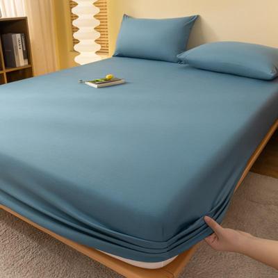 Housse de matelas en coton délavé de couleur unie pour dortoirs - Protège-matelas une pièce