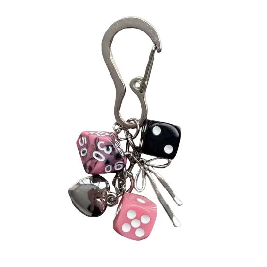 Keychain Pendant Dice Charm Lightweight Portable Acrylic Keychain Phone Bag Keyring Smooth Surface Keychain
