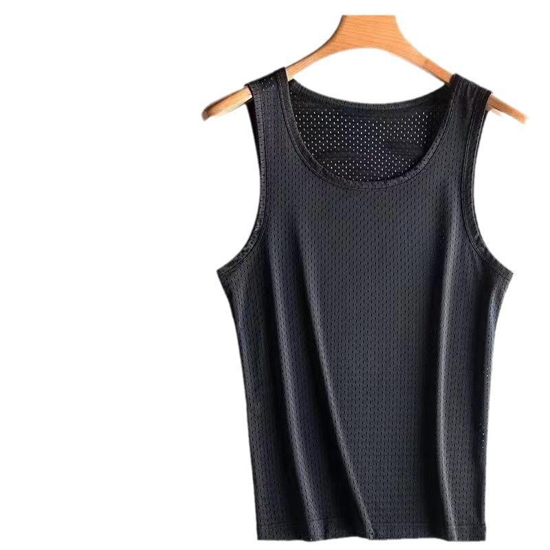 Men's Ice Silk Mesh Sleeveless Vest - Sweat-Absorbent, Loose Fit Fitness Shirt