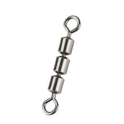 10PCS High Tensile Fishing Barrel Swivels Triple Bearing Rolling 3 Roller Swivels   Offshore Angling