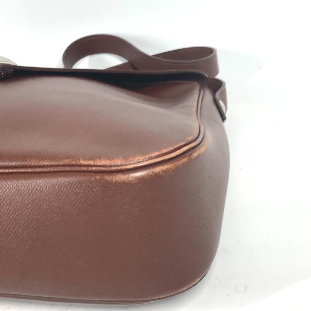 HERMES Christie Rhone bag flap Shoulder Bag Leather Brown/SilverHardware