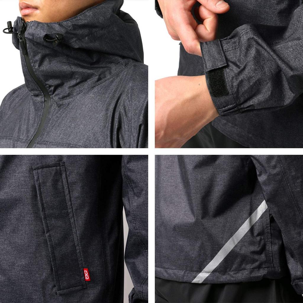 Rainwear Top and Bottom Set Water Resistance Waterproof Breathable Stretch M Black [Document] Men's S-4L 10,000mm