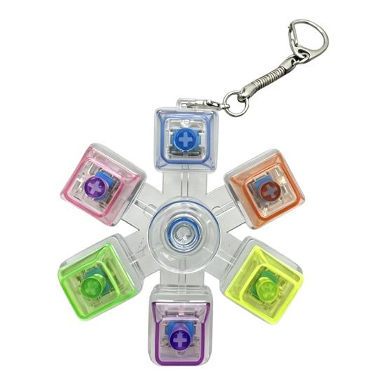 LED Light-up Keyboard Fidget Spinner Toy Decompression Button Finger Clicker Toy 2/3/4/5/6-Keys Fidget Keychain Stress Relief Desk Toy