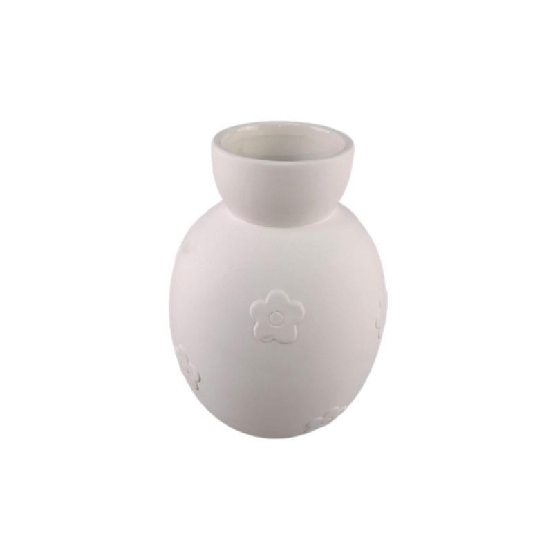 Creative Ceramic Relief Flower Pure White Vase High-End Flower Arrangement Living Room Ornament Simple Ceramic Crafts