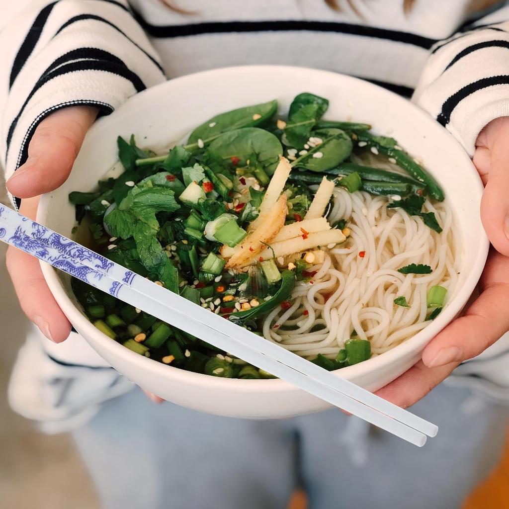 HOMSFOU 10 Par Niebiesko-Białe Porcelanowe Pałeczki do Jedzenia Domowe Pałeczki do Ramenu Naczynia Stołowe Pałeczki Ceramiczne Domowe Ręcznie Ciągnięte