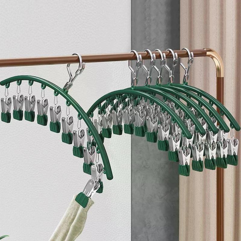 10 Klammern Edelstahl Sockenklammer Platzsparender Bogen Socken Trockenständer Winddicht Rutschfest Kleiderständer Unterwäscheklammer Handtuchhalter