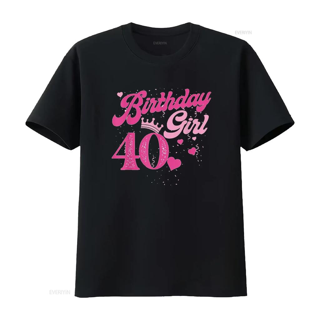 40th Birthday Girl Crown 40 Years Old Bday T Shirt vintage Washed Stretched Stylish Breathable Top For Everyday Wear homme