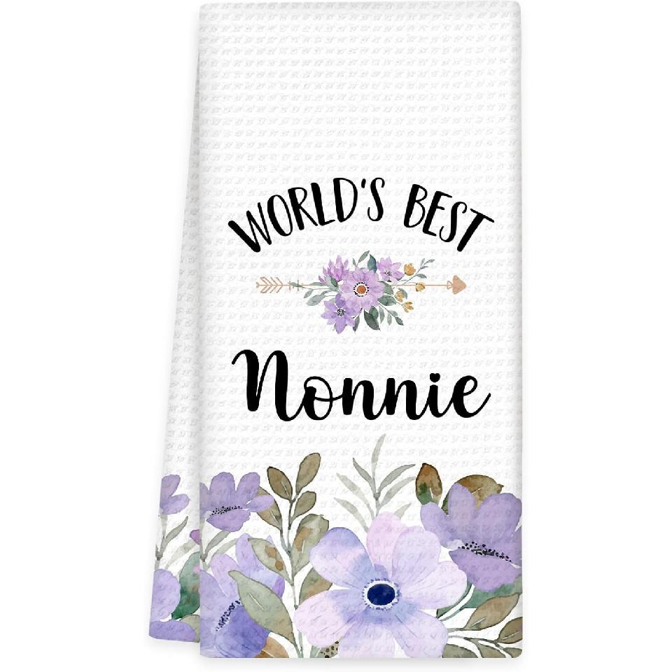 Grammy Gifts Kitchen Towels, Gifts for GrammyGrandma Hand Towels, Grandma Gifts from Grandkids, World’s Best Grammy Dish Tea Towel for Kitchen, Nonnie