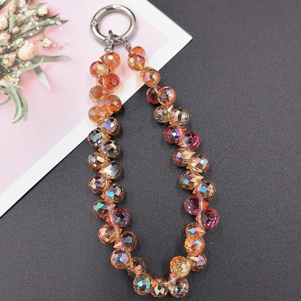 

Съемная подвеска из хрустальных бусин, блестящая хрустальная цепочка на запястье, креативный ремешок для телефона для женщин и девушек оранжевый