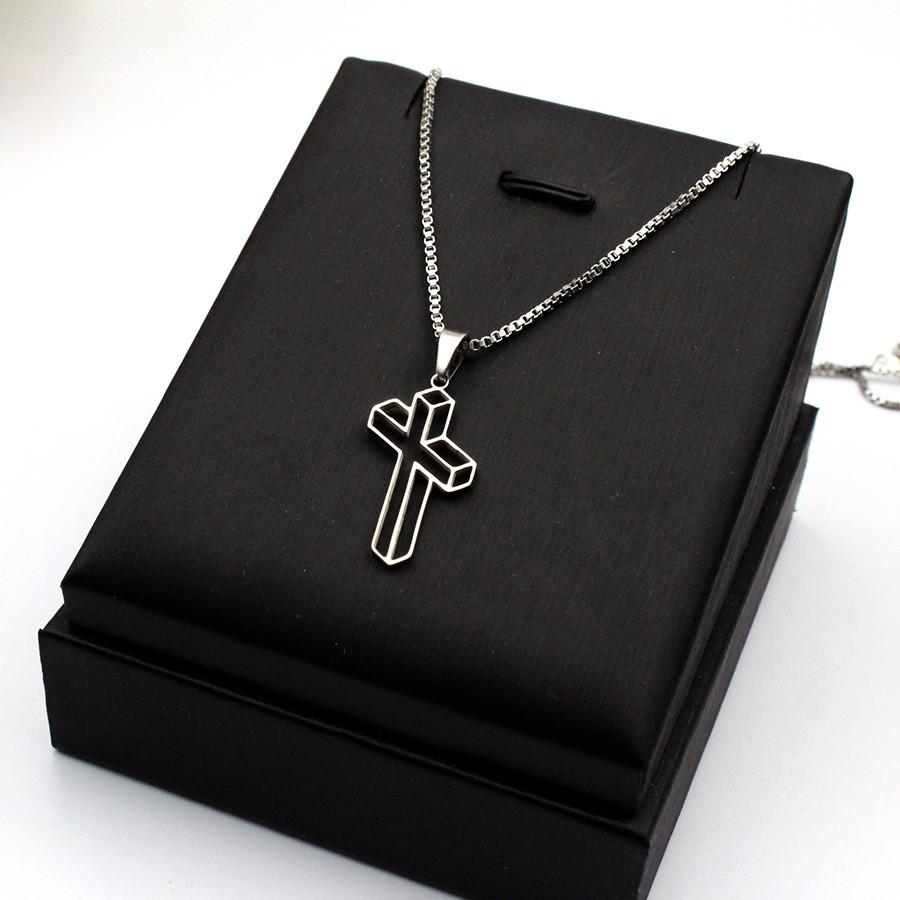 Hip Inspired Hop Cross Chain Necklace Stainless Steel Pendant Decoration Casual