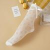 Bowknot Thin Lolita Mid-tube Socks for Women Spring Summer Side Ribbon Love Hollow Mesh Cream Color Pile Socks