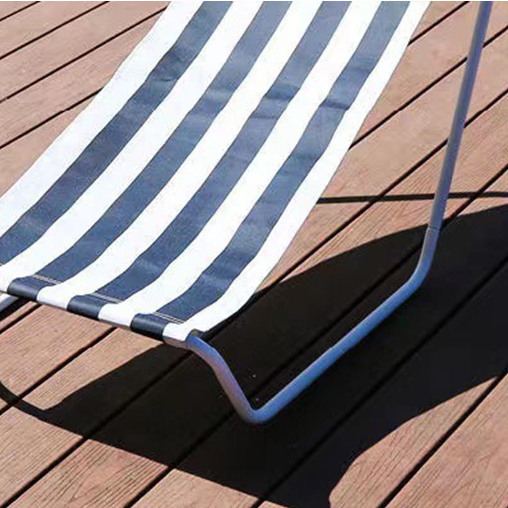 Blau-Weiß gestreifte Outdoor-Strandliege, tragbar, faltbar, Mittagsruheliege, einfache Campingliege