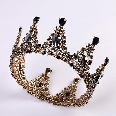 Vintage Schwarze Tiara Brautkrone Hochzeitskleid Barockkrone Strass Tiara Geburtstagskrone