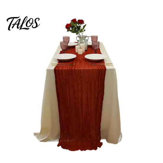 Everyday Use Tablecloth Cheesecloth Table Runner, Boho Rustic Farmhouse Gauze Long Sheer Themed Party Runner Fabric for Wedding Tea Baby Shower